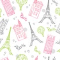 Vector Travel Romantic Paris Streets Seamless