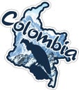 Vector travel sticker with Andean condor and mountains - Colombia, South America