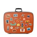 Vector travel stickers, labels with famous countries,