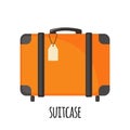 Vector Travel suitcase icon with wheels in flat style isolated on white Royalty Free Stock Photo