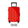 Vector Travel suitcase icon with wheels in flat style isolated on white Royalty Free Stock Photo