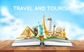 Vector Travelling tourism poster design in book