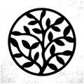 Vector tree emblem. White and black illustration. Sketch abstract to Create Distressed Effect. Overlay Distress grain design. Royalty Free Stock Photo