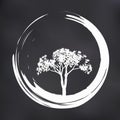 Vector Tree and Zen Circle Illustration on Natural Background