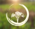 Vector Tree and Zen Circle on Natural Background Royalty Free Stock Photo