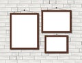 Vector trendy blank poster on the white brick wall realistic mockup Royalty Free Stock Photo