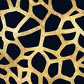 Vector Trendy golden giraffe seamless pattern. Wild animal skin black spots on gold metallic foil repeat texture for