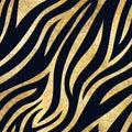 Vector Trendy golden tiger skin seamless pattern. Hand drawn wild animal skin black stripes on gold metallic foil repeat Royalty Free Stock Photo