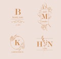 Vector trendy hand drawn beauty, organic cosmetics, florist, photography, wedding logos, badges, emblems, logotypes.