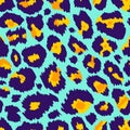 Vector Trendy leopard skin seamless pattern. Abstract hand drawn wild animal cheetah spots blue repeat texture. Use for Royalty Free Stock Photo