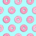 Vector trendy minimal seamless pattern with donuts and deep shadow. Royalty Free Stock Photo