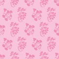 Vector trendy monochrome bold pink flower bunch seamless pattern background