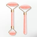 Vector Trendy Natural Rose Quartz Crystal Roll on Face Massager