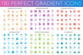 180 vector trendy perfect gradient icons set of business motivation, analysis, business essentials, business project