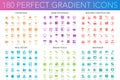 180 vector trendy perfect gradient icons set of 180 modern thin line icons set of household, home appliances, building