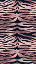Vector Trendy Pink Metallic Tiger Abstract Vertical Background. Shiny Wild Animal Rose Gold Tiger Stripes Foil Texture