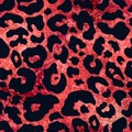 Vector trendy red gold leopard spot abstract seamless pattern. Wild animal cheetah skin red metallic foil texture for Royalty Free Stock Photo