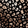 Vector Trendy rose gold leopard abstract seamless pattern. Wild animal cheetah skin pink golden metallic texture on black Royalty Free Stock Photo