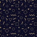 Vector trendy seamless geometric pattern - memphis design, fashion 80 - 90s. Dark stylish background