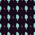 Vector trendy seamless pattern with bitten ice cream and triangles