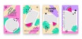 Vector trendy tropic editable set of templates for social media networks stories. Modern summer design backgrounds for flyers