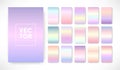 Vector trendy unicorn gradient pastel color background set. Vertical colorful rainbow gradient cover template design
