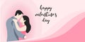 Vector trendy valentine's day banner greeting design with cute couple character vector illustration Royalty Free Stock Photo