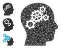 Vector Triangle Filled Brain Gears Icon with Other Icons