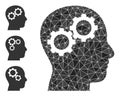 Vector Triangle Filled Brain Gears Icon with Other Icons