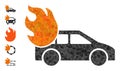 Vector Triangle Filled Burn Car Icon and Additional Icons Royalty Free Stock Photo