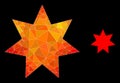 Vector Triangle Filled Eight Corner Star Icon with Orange Colored Gradient