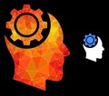 Vector Triangle Filled Human Intellect Gear Icon with Orange Colored Gradient