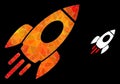 Vector Triangle Filled Space Rocket Icon with Fire Gradient Royalty Free Stock Photo