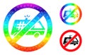 Vector Triangle Filled Stop Jail Police Car Icon with Spectrum Gradient