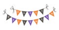 Vector triangle Halloween flags for holidays decoration. Cute funny hanging carnival pennants illustration for card, invitation,