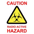 Simple vector triangular caution sign, radio active hazard, isolated on white Royalty Free Stock Photo