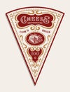 A vector triangular cheese label template in vintage style