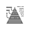 Vector triangular diagram with explanations grey icon.