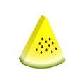 Vector triangular slice yellow watermelon. Cute Vector illustration gradient fill isolated on white background, cartoon logo and