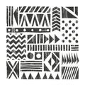 Vector tribal background. Abstract pattern with primitive shapes. Hand drawn illustration.