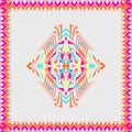 Vector tribal decorative pattern in frame. Aztec ornamental style. Electro boho color trend Royalty Free Stock Photo