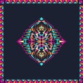 Vector tribal decorative pattern in frame. Aztec ornamental style. Electro boho color trend Royalty Free Stock Photo