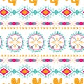 Vector tribal ethnic seamless pattern. Aztec abstract background. Mexican ornament texture in bright pink orange colors Royalty Free Stock Photo