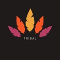 Vector Tribal Feathers Logo Illustration Flat Design - Autumn