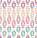 Vector tribal seamless pattern with abstract feathers and circles.