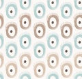 Vector tribal seamless pattern with abstract feathers and circles.