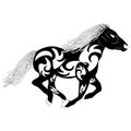 Vector tribal silhouette of a running horse Royalty Free Stock Photo