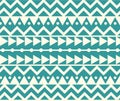 Vector Tribal Teal and White Ethnic Pattern Illustration