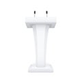 Vector tribune podium rostrum. Speech stand with microphone isolated on white background.