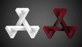 Vector triple impossible triangle - optical illusion Royalty Free Stock Photo
